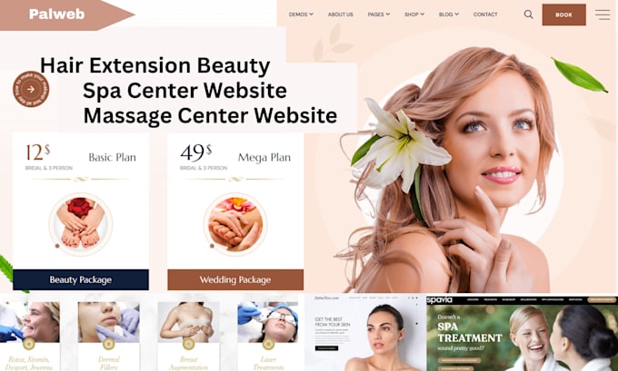 design hair extension beauty salon spa massage center booking website