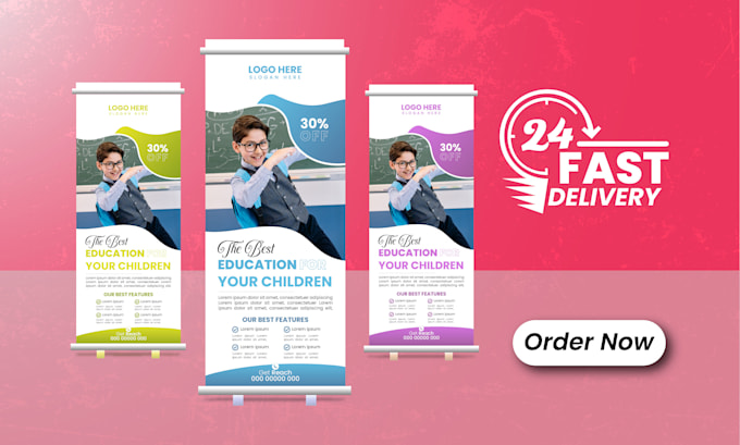 do a roll up and pull up banner or pop up design