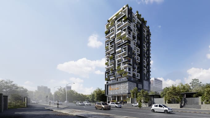do 3d exterior facade design and render for your projects