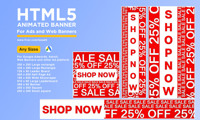 convert design, PSD, or ai to HTML5 animated web banners