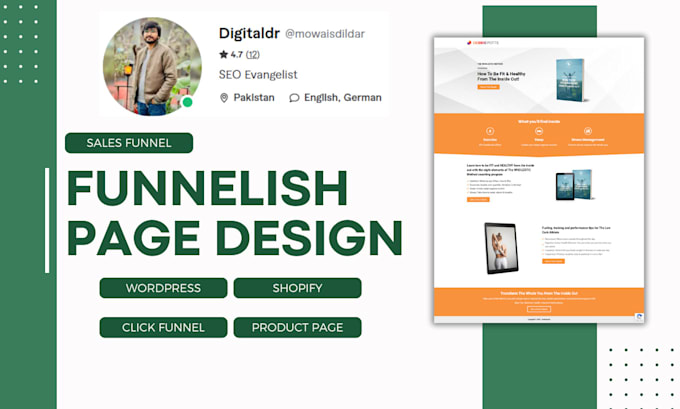 design and clone product landing page on funnelish