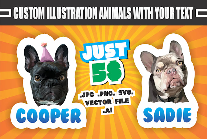 custom vector pet illustration for sticker or anything