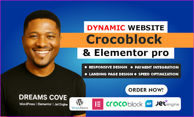 create dynamic wordpress website with elementor, jet engine