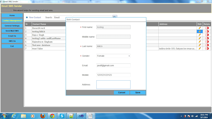 do email sms sender sends mail to your contacts