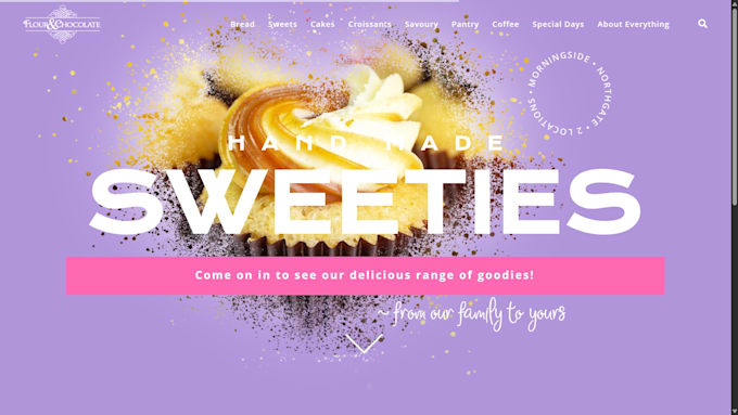 design premium bakery website chocolate cake dessert website sweet shopify store