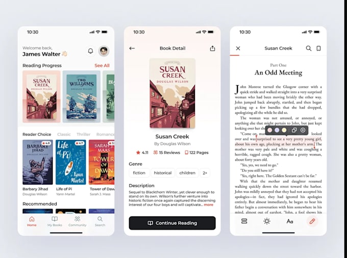 develop ebook reading app for android, IOS and web