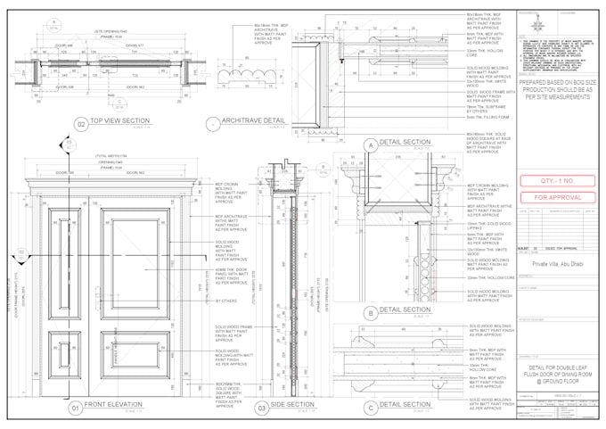 do joinery shop drawing, millwork drawing