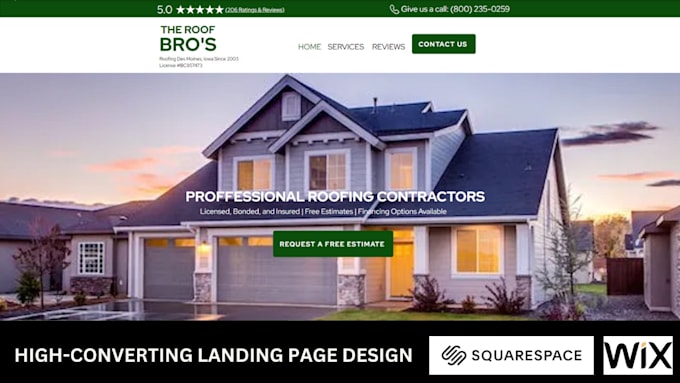 create high converting landing pages for roofers