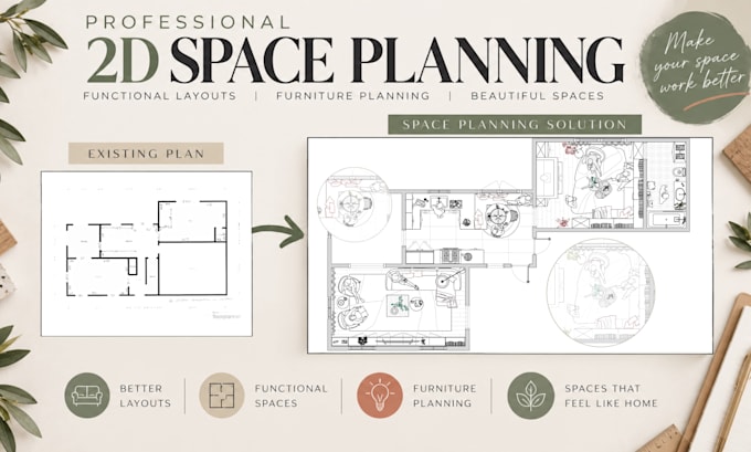 create a professional 2d floor plan with space planning