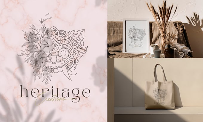 design creative line art botanical boho minimalist logo