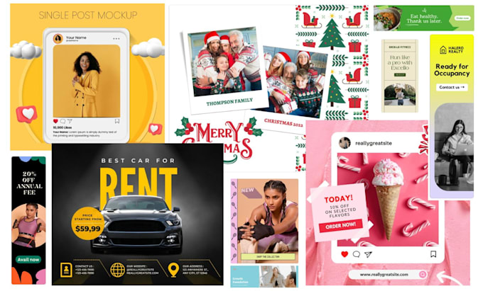 make social media designs custom posts, covers, ads creative