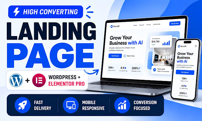design responsive landing page or wordpress website using elementor pro
