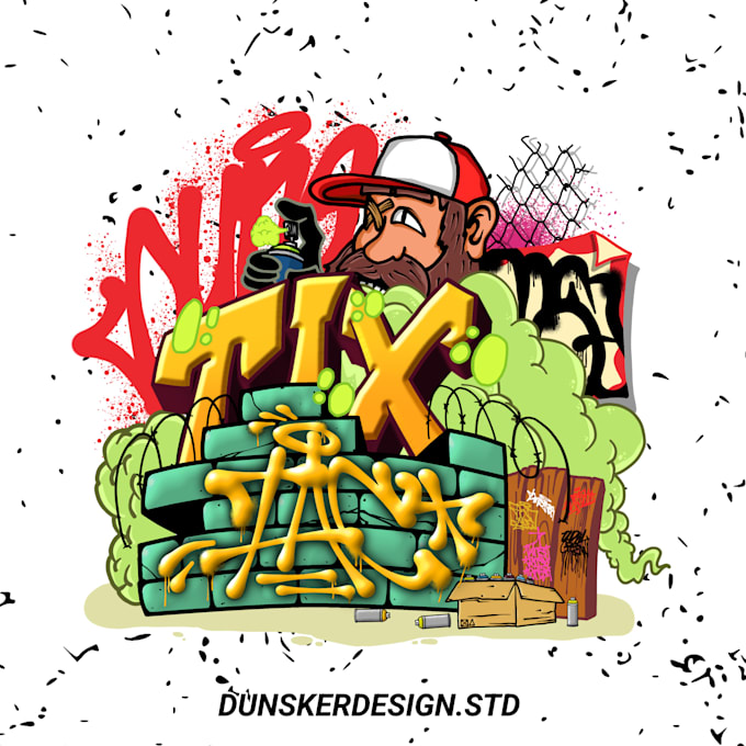 custom design graffiti, logo, illustration with character