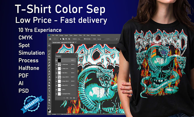 cmyk, simulation, and sport color separation for screen printing