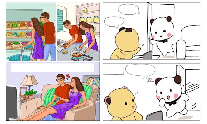 do illustrations and comics for social media and print media