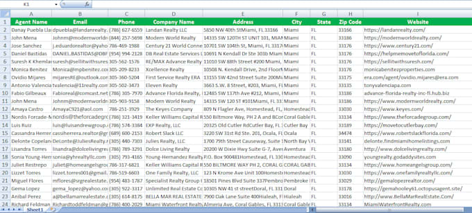 provide real estate agents, realtors emails list