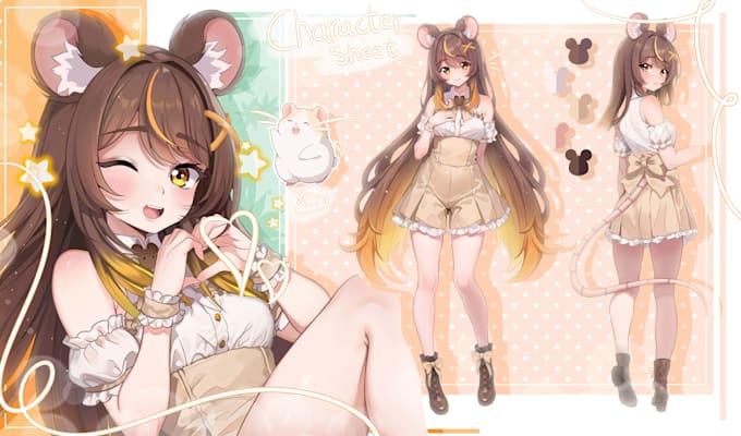 draw a character sheet of your oc, vtuber or anime avatar