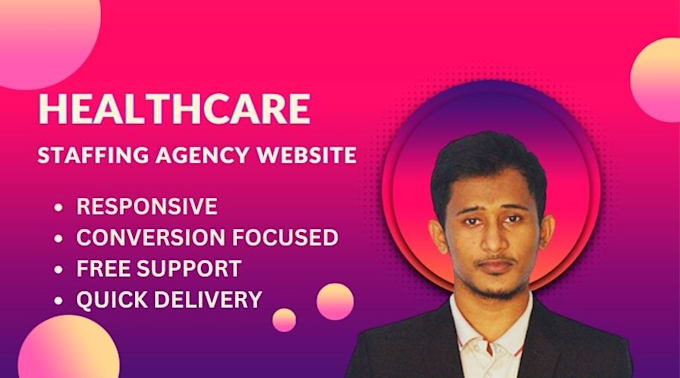 create healthcare staffing agency website in wordpress or squarespace