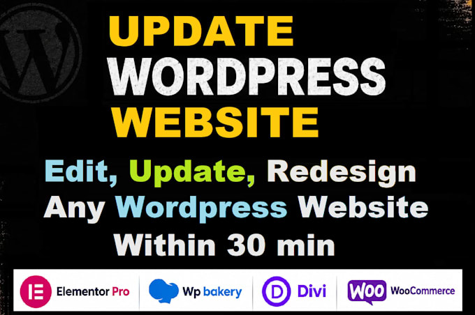 update wordpress website, do changes, edit, modify, customize or redesign