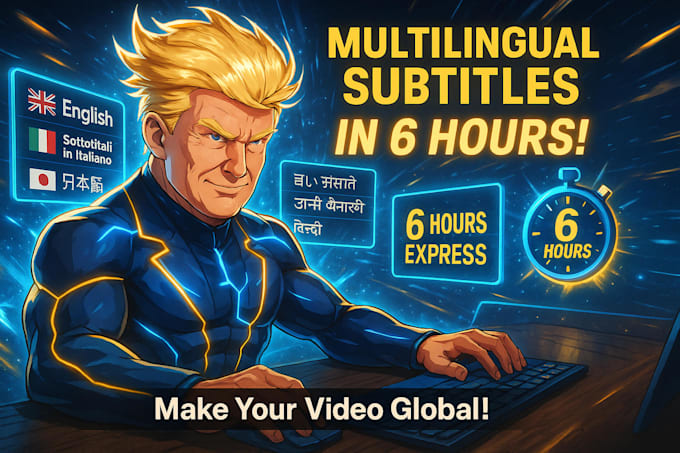 add multilingual subtitles in 4 languages within 6 hours