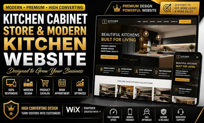 design a professional kitchen cabinet store and modern kitchen website