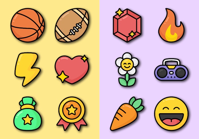 design unique and cute illustration icons