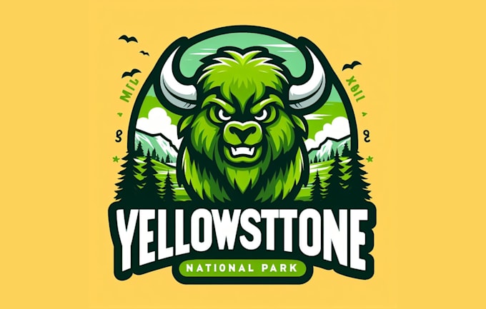 Make modern yellowstone national park mascot logo design in very short ...