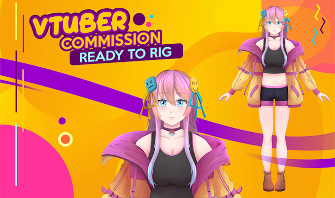 draw anime live2d character vtuber design ready to rig