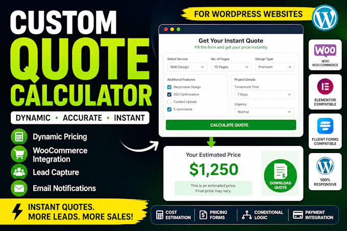 build custom quote dynamic calculator and pricing forms