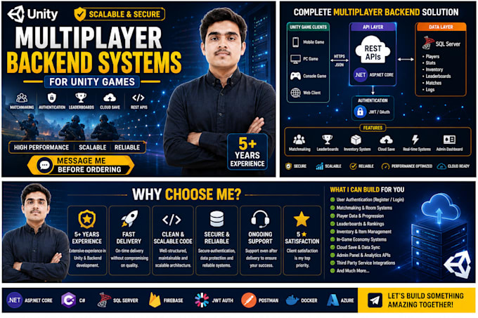 develop scalable multiplayer backend systems for unity games