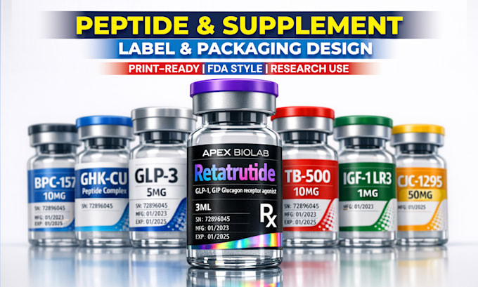 design peptide vial label and packaging design