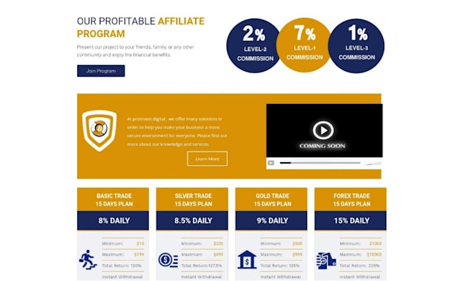 develop investment website or banking website within 24 hours