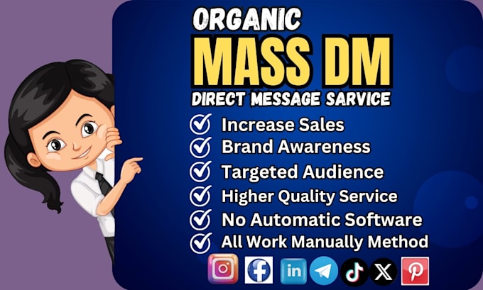 send  manual dms daily for linkedin, instagram and twitter
