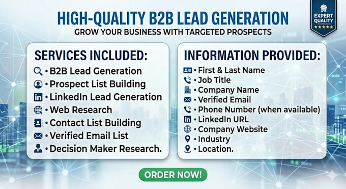 do b2b lead generation, linkedin research, and web research