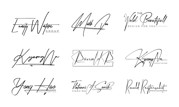 design signature, handwritten, autograph, cursive, scripted logo