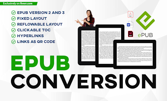 convert PDF to epub and doc docx indesign to  ebook