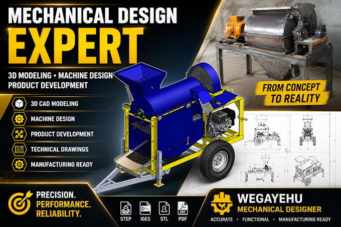 do industrial product and machinery 3d modeling and design