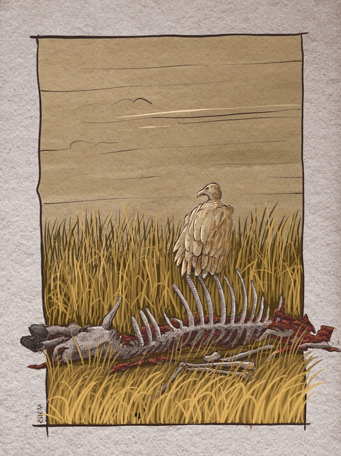 make colored illustrations with a scratched shading style