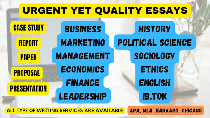 write urgent essays, proposals, reports and articles