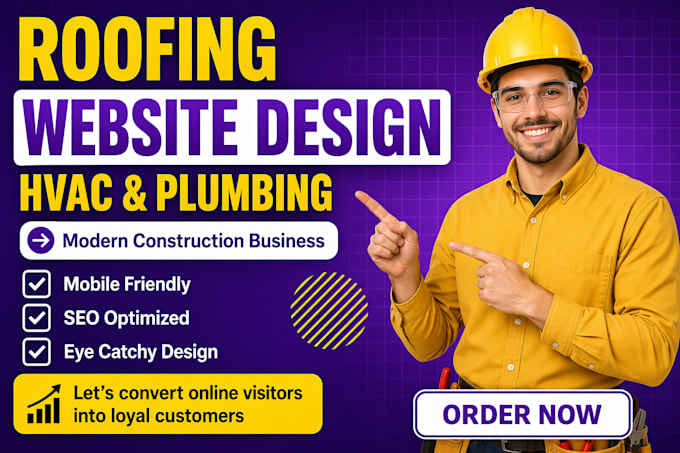 design roofing, plumbing, construction, hvac, remodeling, contractor website
