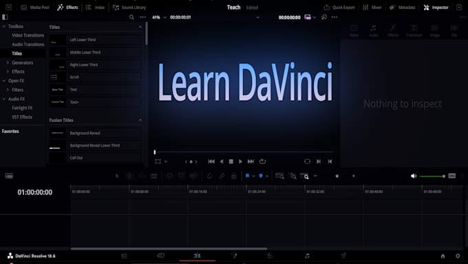 teach beginner level video editing using davinci resolve