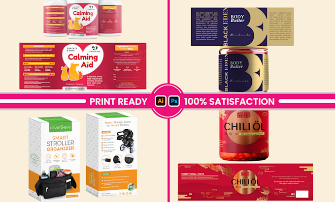 design print ready luxury product packaging, box, and labels