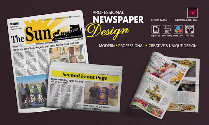 do magazine layout, editorial design, newspaper layout, newsletter in indesign