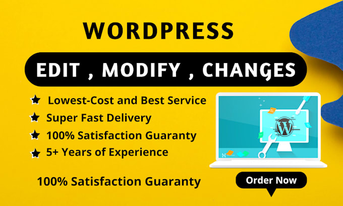 make changes, edit, and modify wordpress website in 12 hours