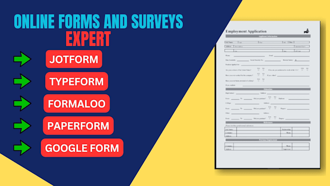 create jotform, googleform, paperform, formaloo and typeform
