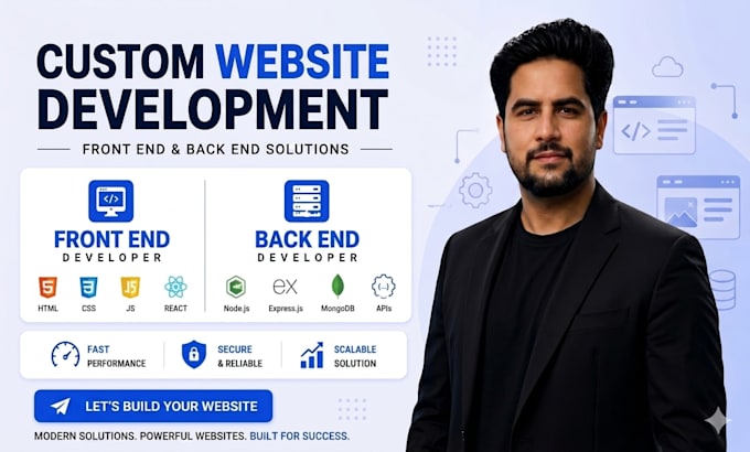 build full stack website as front end developer backend developer