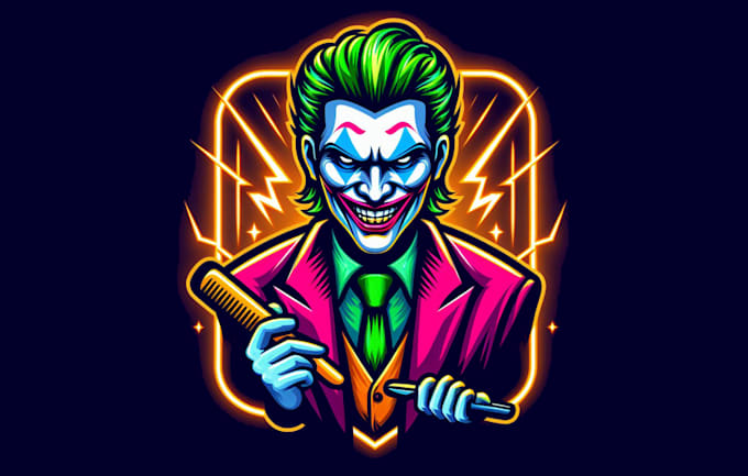 make different neon joker mascot logo design with express delivery