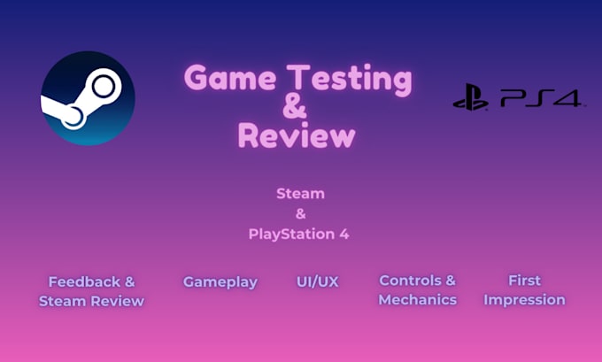 test, review and give feedback about your steam or ps4 game