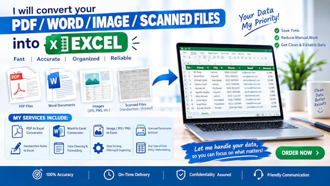 convert data from pdf word etc into excel