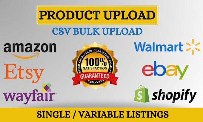 add products on etsy, amazon, ebay, shopify, wayfair, and walmart